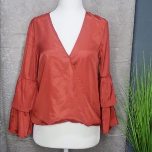 Flamingo below the elbow sleeve blouse